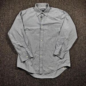 Lands’ End Button-Down Shirt Men’s 16.5-33 Blue Micro Check Long Sleeve Vintage